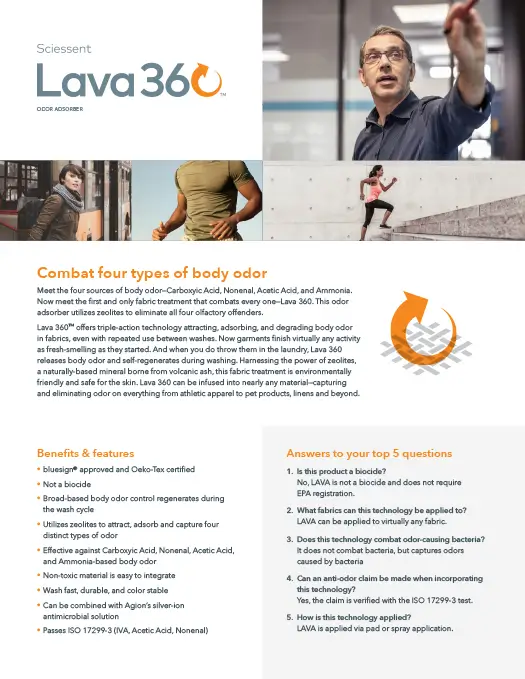 Sciessent Lava360 Odor Adsorber sell sheet.